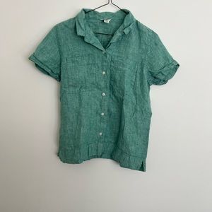 LL Bean 100% Linen Top in green size XS